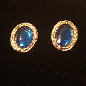 Vintage blue gemstone clip-on earrings